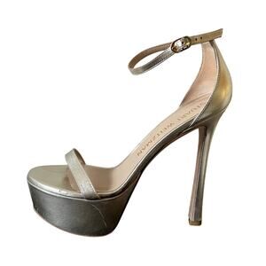 Stuart Weitzman nudistcurve platform heels size 9.5 gold CL